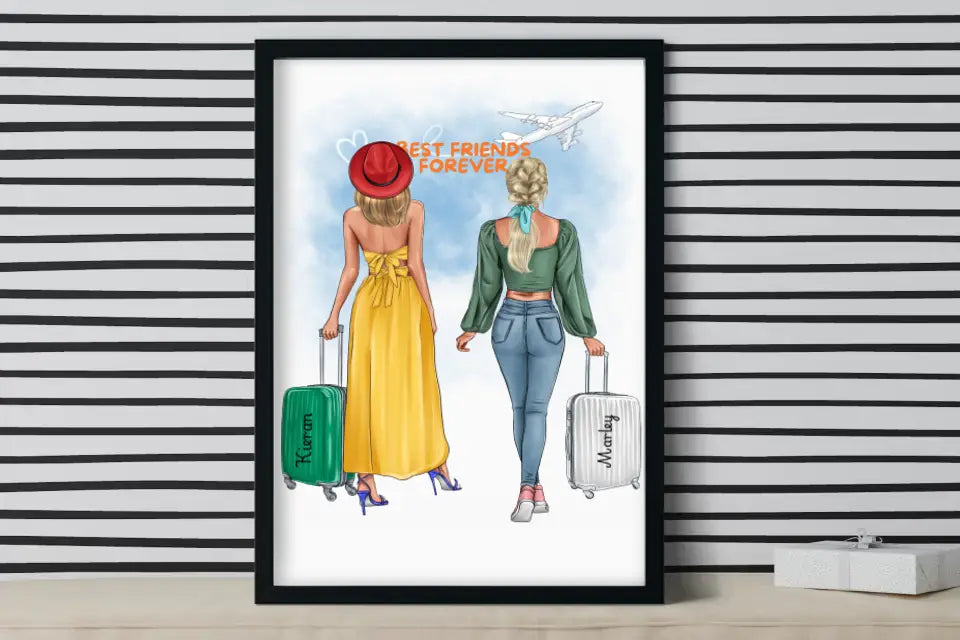 Travel Together "Best Friends Forever" Personalized Canvas