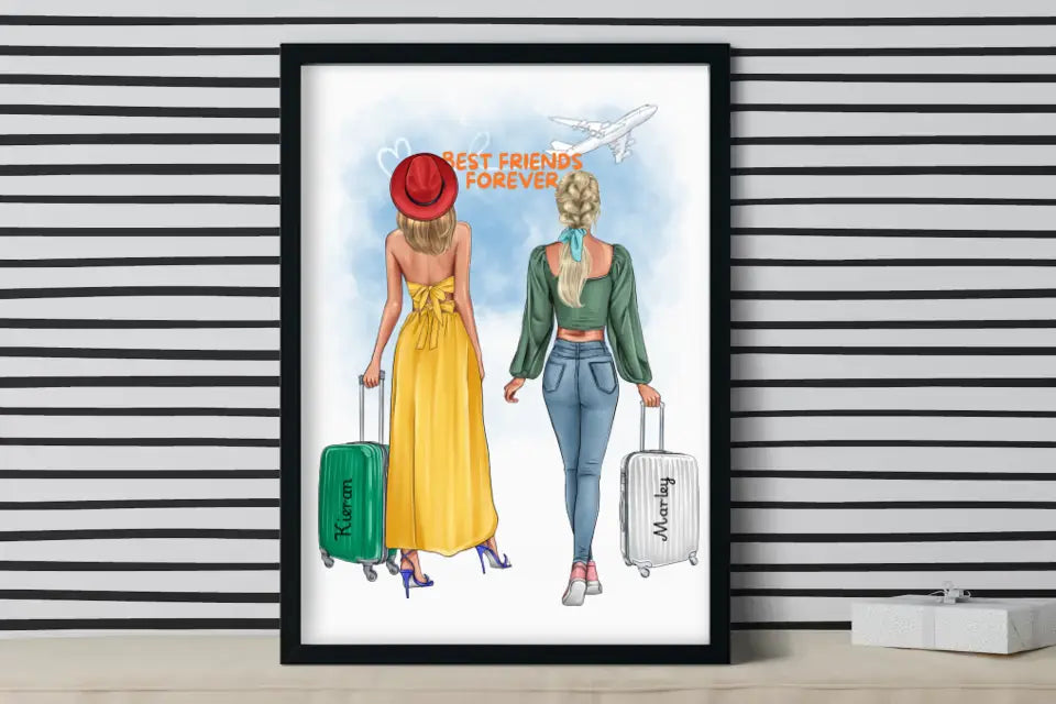 Travel Together "Best Friends Forever" Personalized Canvas