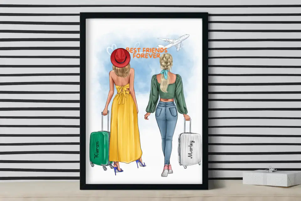 Travel Together "Best Friends Forever" Personalized Canvas