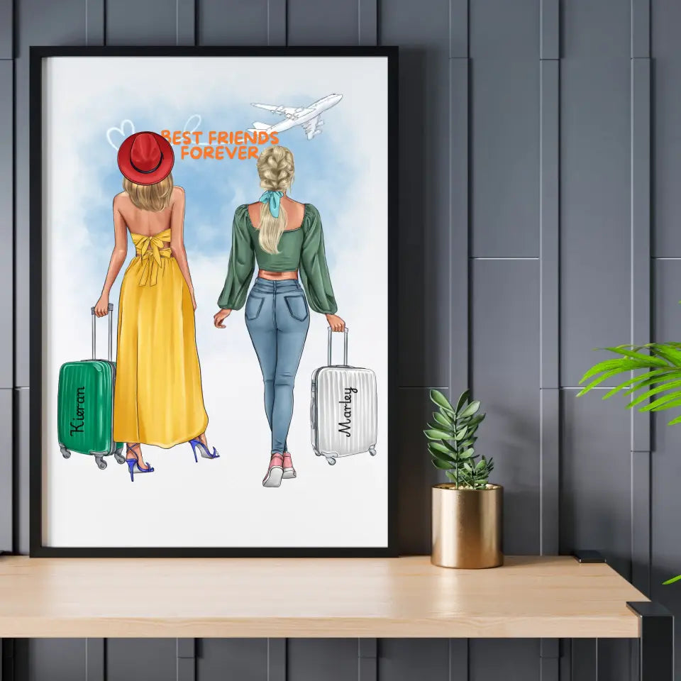 Travel Together "Best Friends Forever" Personalized Canvas