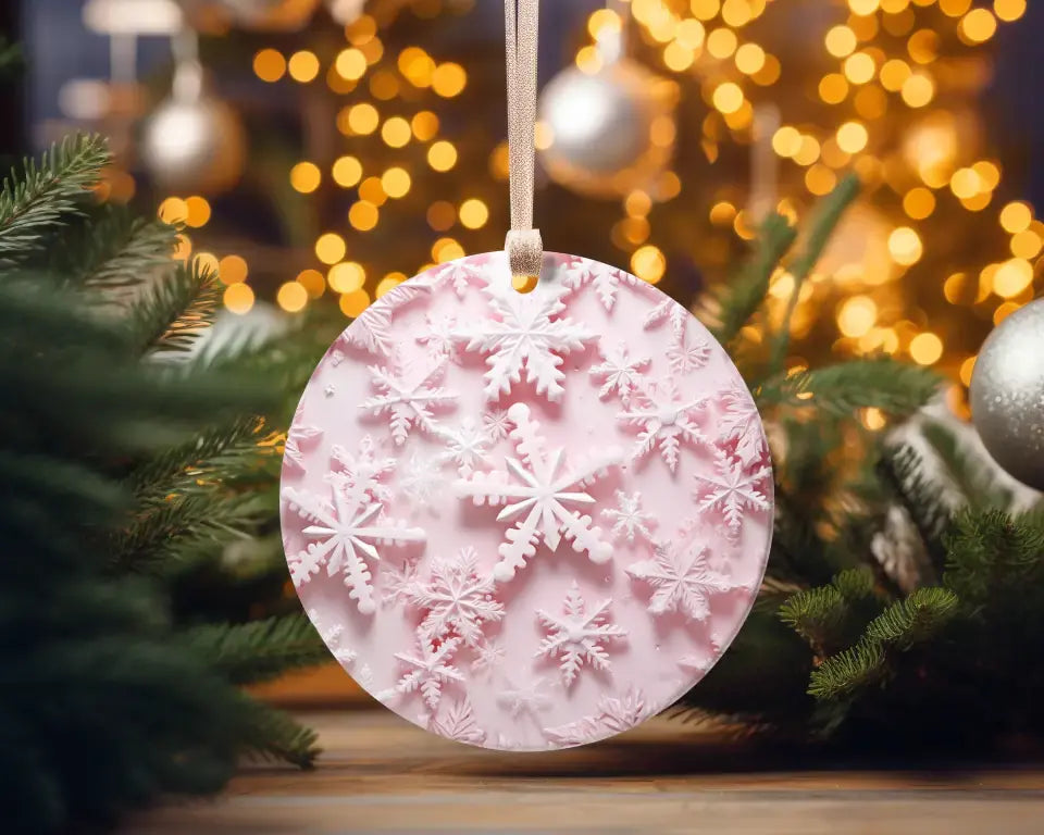 3D Snowflakes Christmas Ceramic Ornament