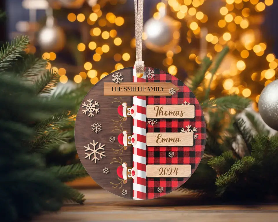 Custom Christmas Family Name Xmas - Ceramic Ornament