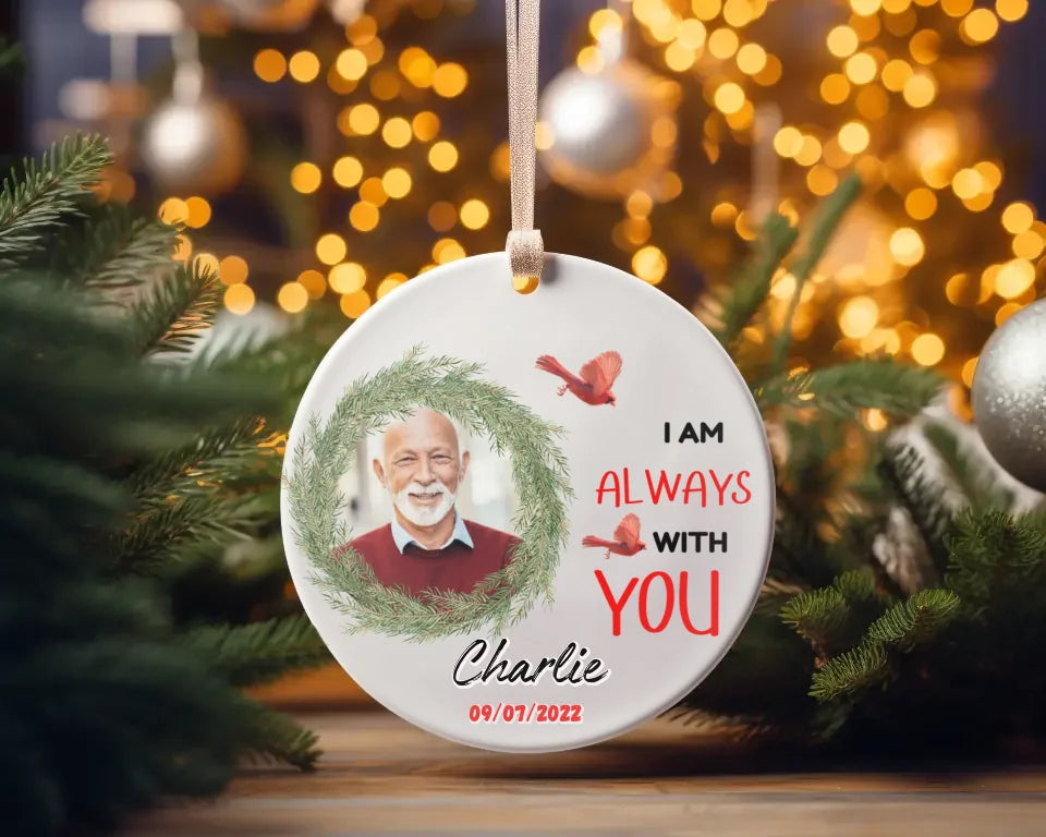 Personalised Memorial Christmas Bauble Photo Christmas Bauble for Christmas Tree - Ceramic Ornament