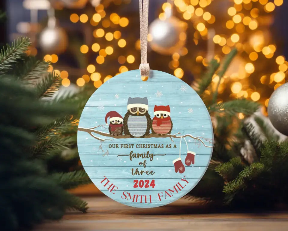 Our First Christmas as a Family of three -Ceramic  Ornament