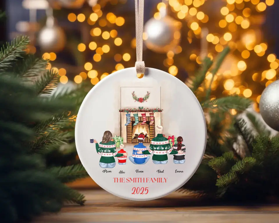 Christhmas Time With Family Ceramic Ornament